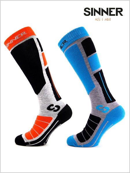 Pro Socks II Double pack - Orange - Neon Blue