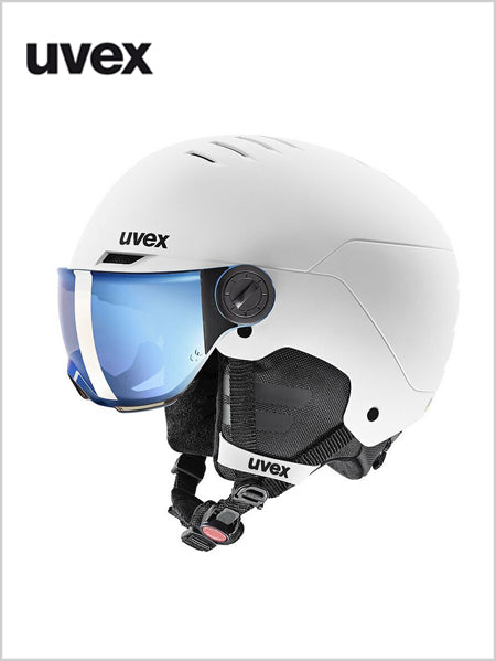Rocket Jr Visor helmet - white matt (mirror blue lens)