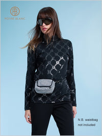 Poivre Blanc stretch ski top - Monogram black
