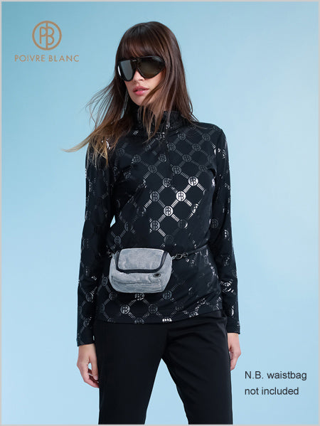 Poivre Blanc stretch ski top - Monogram black