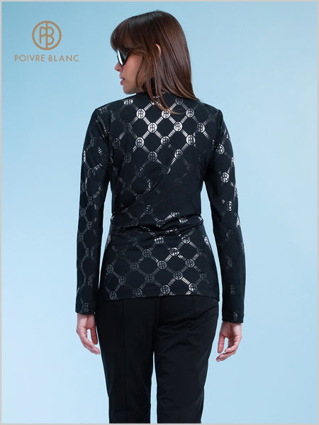 Poivre Blanc stretch ski top - Monogram black
