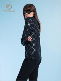 Poivre Blanc stretch ski top - Monogram black