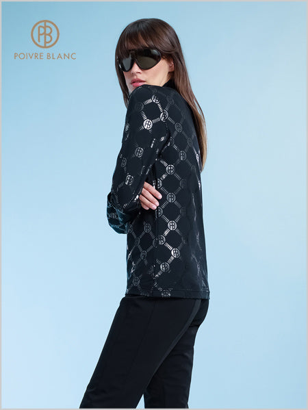 Poivre Blanc stretch ski top - Monogram black