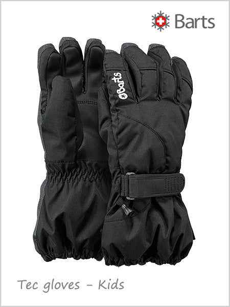 Child - junior: Tec gloves kids - black (ages 4-14)