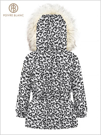 Girls White Leopard ski jacket