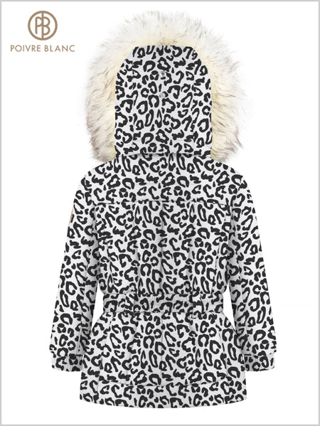 Girls White Leopard ski jacket
