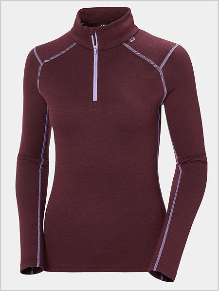 HH Womens Merino Lifa 1/2 zip top - Hickory