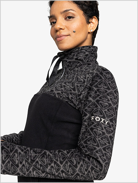 Roxy Sayna half zip fleece - True Black Roxygram Tonal